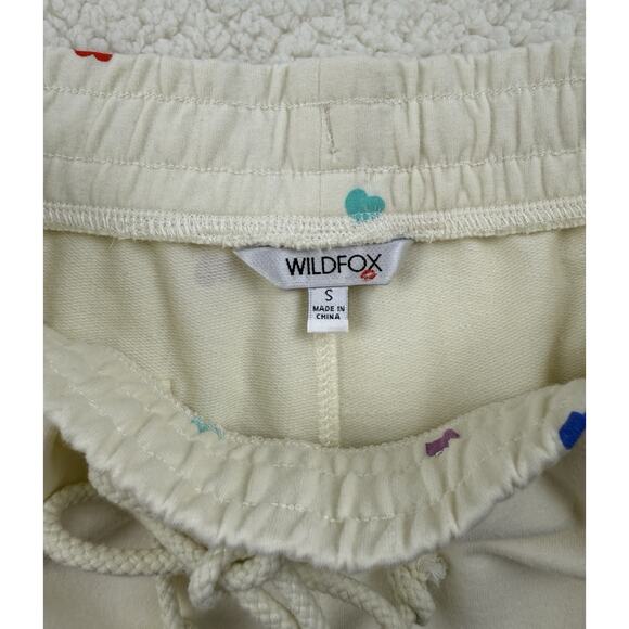 WildFox Hearts Print Short Lounge Set Women Small Longsleeve Sweatshirt Oatmeal - Picture 8 of 16